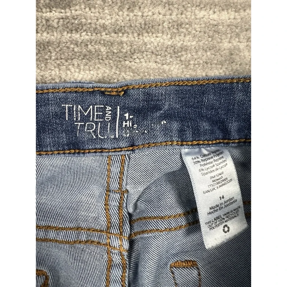 Time and Tru Jeans Womens‎ 14 Blue Denim Cotton Blend High Rise Skinny